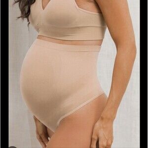 New NWTBlanqi Seamless Maternity Over Belly Support Thong Nude Beige S SmaBlanqi